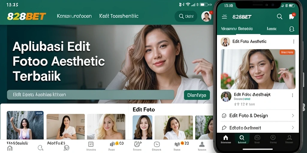Tampilan antarmuka aplikasai 828BET untuk edit foto aesthetic.