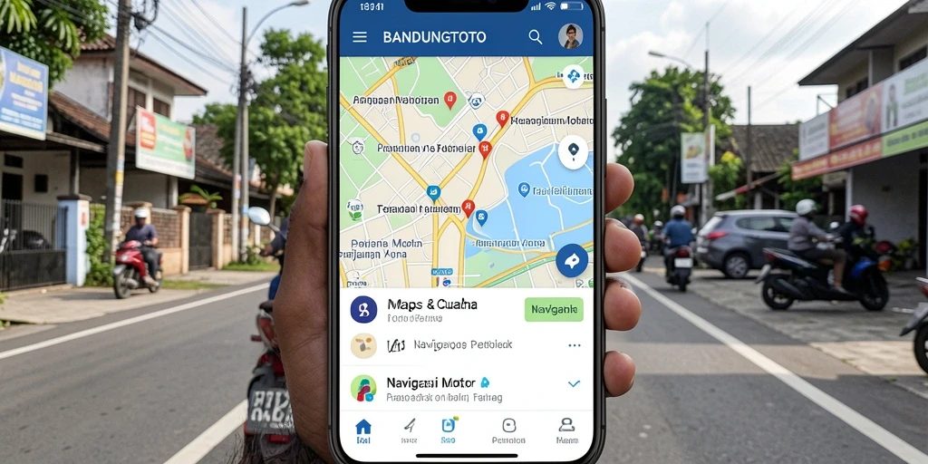 Antarmuka aplikasi BANDUNGTOTO untuk Navigasi Motor yang intuitif dan informatif.