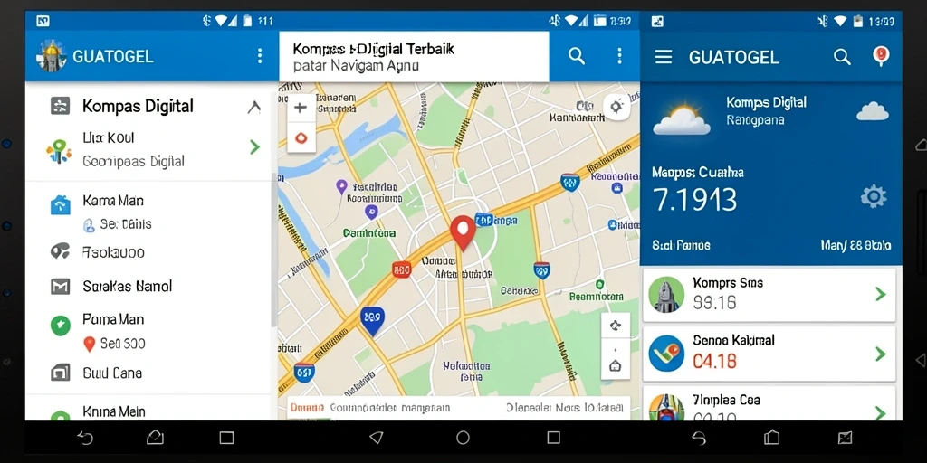Antarmuka GUATOGEL yang sederhana dan fungsional untuk navigasi kompas digital.
