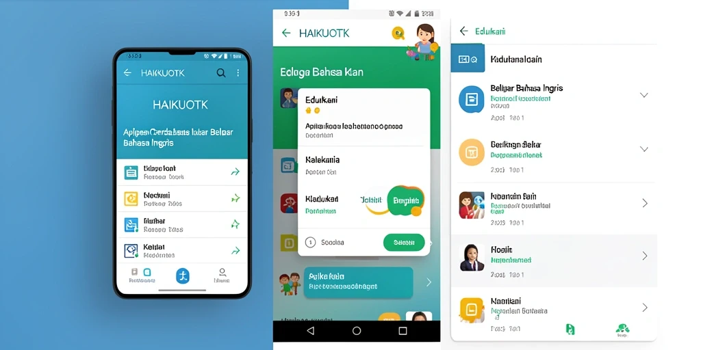 Tampilan antarmuka HAIKUOTK yang menarik untuk belajar bahasa Inggris.