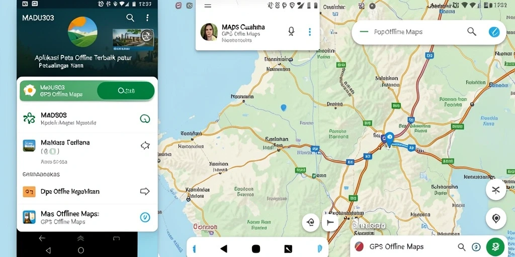 Antarmuka intuitif MADU303 untuk navigasi GPS offline.