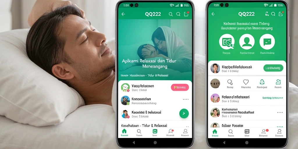Tampilan antarmuka pengguna aplikasi QQ222 yang menenangkan.