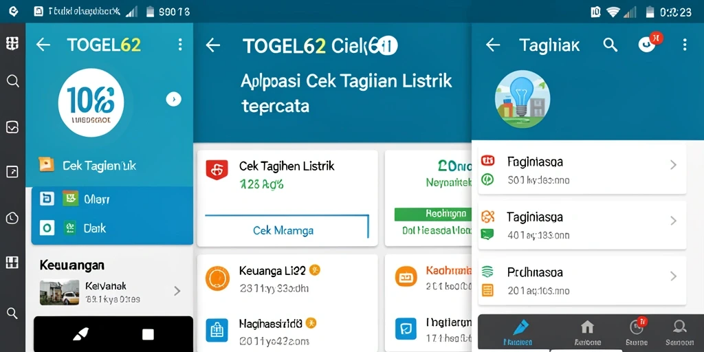 Antarmuka TOGEL62 menampilkan fitur cek tagihan listrik dengan jelas.